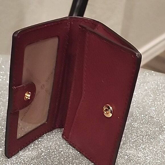 Michael Kors Jet SetSnall Flap Leather ID Card Case- Mulberry - Picture 8 of 8